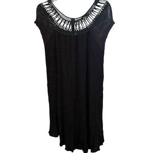 Free People Black Cutout Neckline Gauze Dress, size Medium
